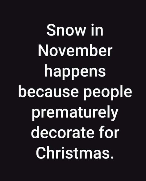 And the problem with either of these is?!?  Already had snow and loving my Christmas decorations ;) November Quotes Funny, Morning Funnies, Winter Humor, Creepy Quotes, Christmas Meme, November Christmas, Decorate For Christmas, Christmas Memes, Sarcasm Only