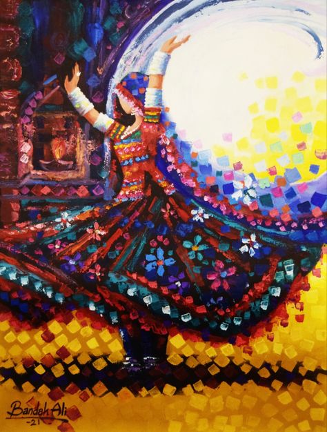 Indian Culture And Heritage Drawing, Pakistani Traditional Art, On The Spot Painting Competition, Pakistan Art Paintings, Desi Market Aesthetic, Sindhi Culture Art, Pakistani Art Paintings, Indian Heritage Paintings, Sindhi Aesthetic