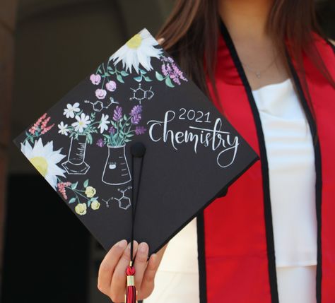 Chemistry Grad Cap, Women In Stem Graduation Cap, Biochemistry Graduation Cap, Graduation Cap Designs Chemistry, Graduation Cap Designs Science, Graduation Cap Designs Pharmacy, Graduation Cap Science, Graphic Design Graduation Cap, Chemistry Graduation Cap