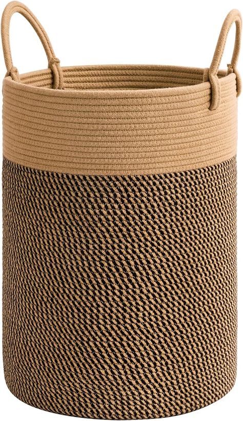 Well Made & Sturdy Rope Basket ] The woven basket for storage is made of cotton & jute into a rope pattern. The wicker basket is strong and sturdy. It won't tear easily, different from plastic laundry basket [ Blanket Basket with Spacious Room ] The large blanket basket measures 13.8"D x 19.7"H. It's plenty of room for baby clothes to fit in or fit 2-3 blankets in living room while blending well with home decor. Basket Blanket, Bedroom Laundry Room, Bedroom Laundry, Rope Pattern, Large Blanket, Pinterest Growth, Jute Basket, Blanket Basket, Large Blankets