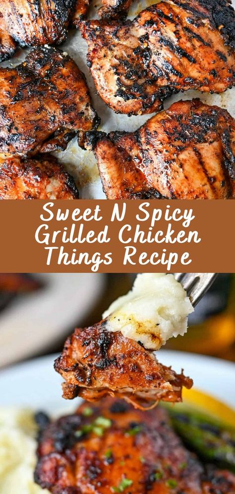 Sweet N Spicy Grilled Chicken Things Recipe | Cheff Recipes Marinated Chicken Thighs Grill, Chicken Thighs Smoker Recipes, Chicken Thigh Grill Recipe, Grilled Chicken Thighs Bone In, Spicy Chicken Thigh Recipes, Skin On Chicken Thigh Recipes, Chicken Thigh Grill Recipes, Grilled Thighs, Sweet And Spicy Chicken Thighs