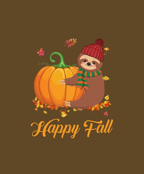 Sloth Wallpaper, Sloth Pictures, Animal Cartoons, Watch Background, Fall Quotes, Fall Stuff, Pumpkin Thanksgiving, Baby Sloth, Autumn Halloween