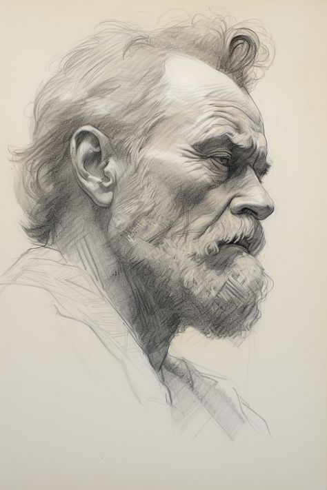 Old Man Side Profile Drawing, Draw Side Profile, Human Face Sketch, Face Sketches, Compass Art, Old Man Face, Profile Drawing, Caricature Sketch, Sketching Ideas