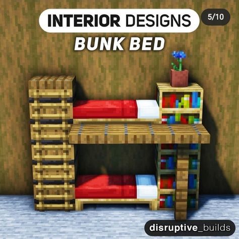 Bunk Bed Minecraft Ideas, Bunk Beds Minecraft, Minecraft Bunk Bed Ideas, Bunk Bed Minecraft, Bed Minecraft Ideas, Minecraft Bunk Bed, Minecraft Shops Ideas, Minecraft Table, Minecraft Bedding