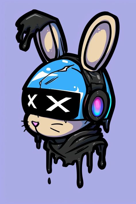 Drawing Of A Bunny, Mockup Kaos, Daft Punk Helmet, Blue Helmet, Character Street Art, Futuristic Helmet, Tears Art, Wearing Headphones, Bunny Wallpaper