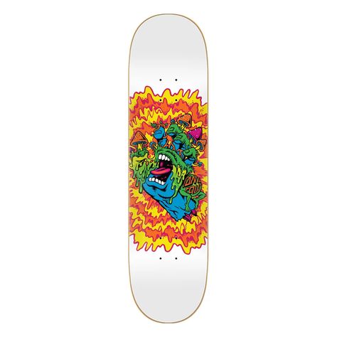 SHAPE SANTA CRUZ POWERLYTE TOXIC HAND WHITE 8" - Yerbah Skate Shop Kids Skateboarding, Cool Skateboards, Bar Logo, Skateboard Design, Skate Shop, B & B, Fun Games, Surfboard, Skateboard