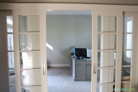 Updating and painting the office. Traditional French Doors, Pine Interior, Sliding French Doors, Internal French Doors, Life On Virginia Street, Rearranging Furniture, French Doors Patio, Interior Design Elements, Wall Trim