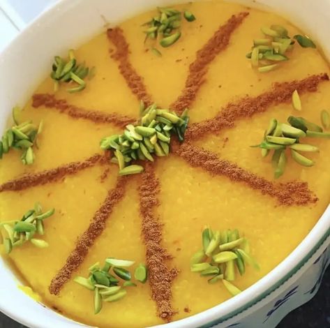 Sholeh Zard : Iranian rice pudding recipe - Iran Cuisine Sholeh Zard, Iranian Rice, Iranian Desserts, Iranian Recipes, Iranian Cuisine, Famous Desserts, Rice Pudding Recipe, Iranian Food, Sweet Butter