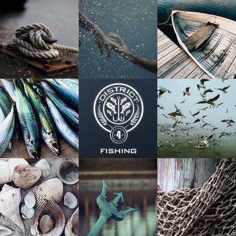 District 4 Hunger Games Aesthetic, District 3 Aesthetic Hunger Games, Hunger Games Districts Aesthetic, Hunger Games District 4 Aesthetic, Hunger Games Color Palette, District 4 Aesthetic Hunger Games, Hunger Games District 4, District 4 Aesthetic, Gale Hunger Games