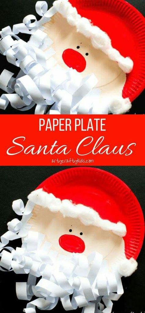 Paper Plate Santa, Paper Plate Crafts For Kids, Christmas Paper Plates, Santa Crafts, Christmas School, Paper Plate Crafts, Preschool Christmas, Plate Crafts, Crafty Kids