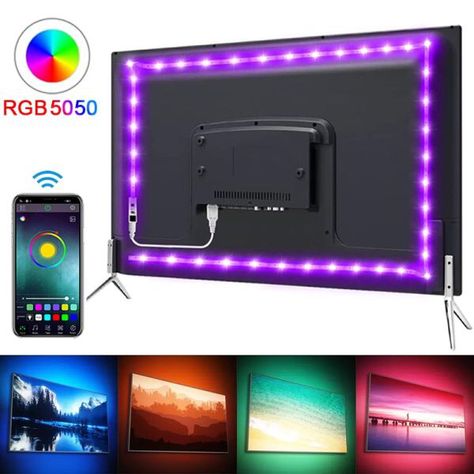 Tv Light, Bilik Permainan, Tv Lighting, Tv Backlight, Rgb Led Strip Lights, Led Band, Led Tape, Diy Buttons, Novelty Lighting