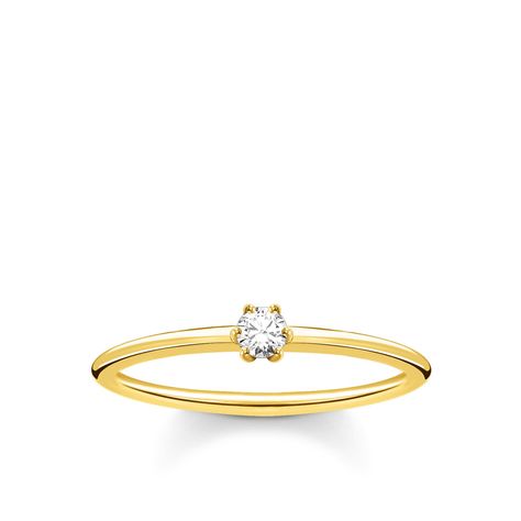 Solitaire ring yellow gold plating – THOMAS SABO Thomas Sabo Ring, Sterling Silver Anklet, Studded Necklace, Rose Gold Watches, Infinity Ring, Engraved Bracelet, Silver Anklets, Skull Pendant, Sterling Silver Bangles