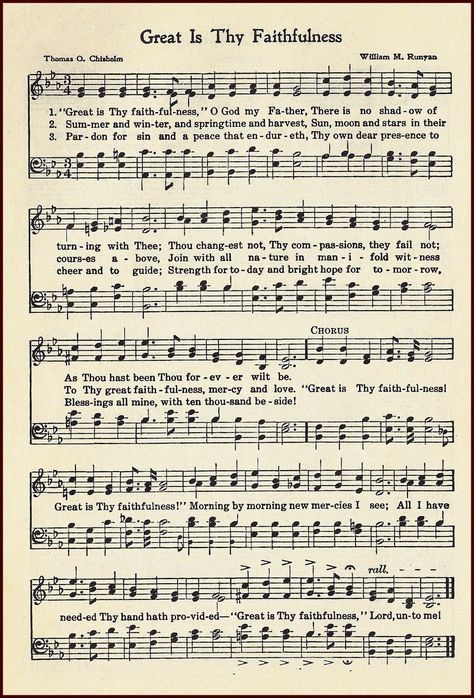 Little Birdie Blessings : Great is Thy faithfulness Great Is Thy Faithfulness Hymn, Sunday Scripture, Great Is Thy Faithfulness, Vintage Sheet Music, Christian Encouragement, Vintage Images, Bible Study, Sheet Music, Verses