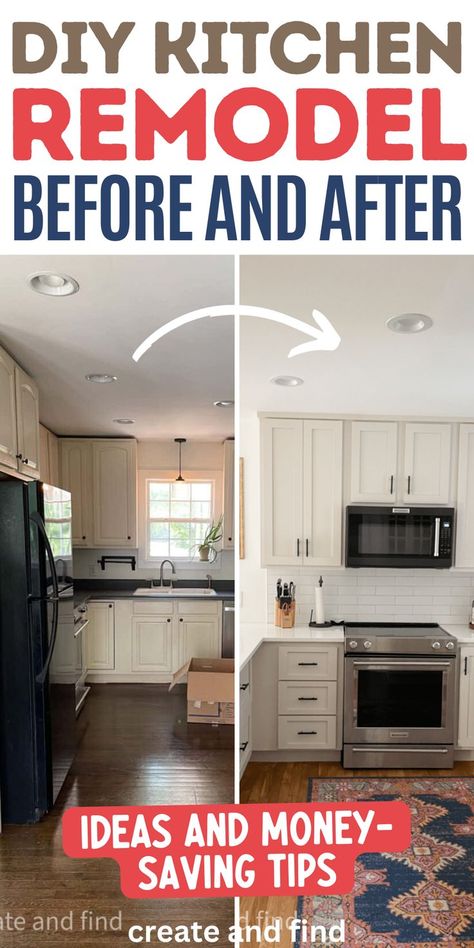 Step-by-step kitchen remodel ideas and tips for beginners with before and after photos. Diy Kitchen Remodel Ideas, Budget Friendly Kitchen Remodel, Cabinets Countertops, Diy Kitchen Renovation, Diy Kitchen Remodel, Kitchen Remodel Ideas, Kitchen Remodel Before And After, Vintage Interior, Kitchen On A Budget