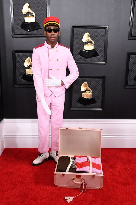 Tyler the Creator Arrived at the Grammys Straight From His Shift at the Grand Budapest Hotel Grammy Awards 2020, Tyler Baudelaire, Tyler The Creator Outfits, Wolf Haley, Grammys 2020, Tyler The Creator Wallpaper, Odd Future, Flower Boy, Golf Wang