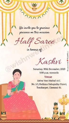 Create and send personalized online invitation for Half saree function via. WhatsApp. DM to get this Half saree ceremony invitation video. For more details about price & customization, DM us Or 👇 WhatsApp: +91-9878949765, 8699033138 Website: www.wishnwed.com #wishnwedinvites #wishnwed #trending #halfsaree #halfsareefunction #halfsareeceremony #halfsareecard #voniceremony #halfsareeceremonyinvite #whatsappinvitation #halfsareeinvitation #trendingaudio #trendingsong #reels #whatsappvideo Halfsaree Invitation Cards, Half Saree Invitation Card Design, Half Saree Invitation, Half Saree Ceremony Invitation, Half Saree Ceremony, Saree Ceremony, Saree Function, Half Saree Function, Ceremony Invitation