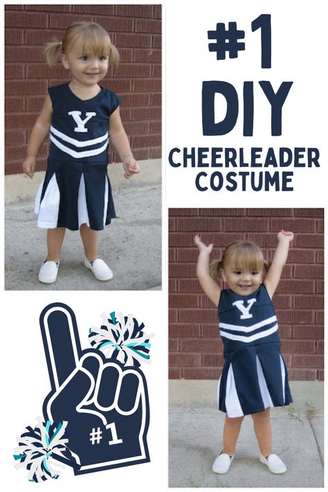 #1 DIY Cheerleader Costume Diy Cheerleader Costume, Girls Cheerleader Costume, Cheer Dress, Cheerleader Outfit, Costume For Girls, Cheerleader Costume, Costume Tutorial, Skirt Tutorial, Cheerleading Outfits