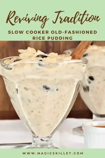 Slow Cooker Old-Fashioned Rice Pudding Recipe - Magic Skillet Rice Custard Pudding Recipe, Rice Pudding With Raisins, Crockpot Rice Pudding, Best Rice Pudding Recipe, Slow Cooker Rice Pudding, Rice In Crockpot, Old Fashioned Rice Pudding, Slow Cooker Rice, Rice Pudding Recipes