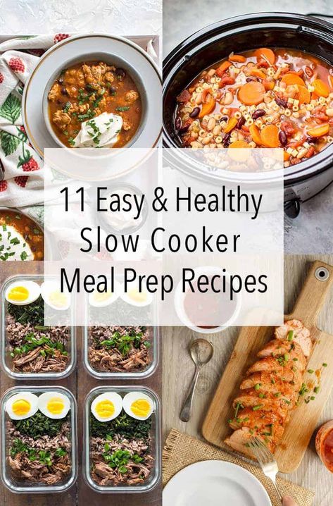 These 11 Healthy Slow Cooker Meal Prep Recipes are the best short cut to meal prepping for the work week! Just put all your ingredients in your slow cooker Sunday morning before heading out for some errands and you'll come home to healthy and delicious meals that'll last you all week long! #slowcooker #slowcookerrecipes #mealprep #slowcookermealprep #healthyrecipes #recipes Slow Cooker Lunch Recipes For Work, Crockpot Lunch Meal Prep, Slow Cooker Sunday, Crockpot Meal Prep, Slow Cooker Meal Prep, Recipes For Meal Prep, Simply Food, Slow Cooker Meal, Food Planning