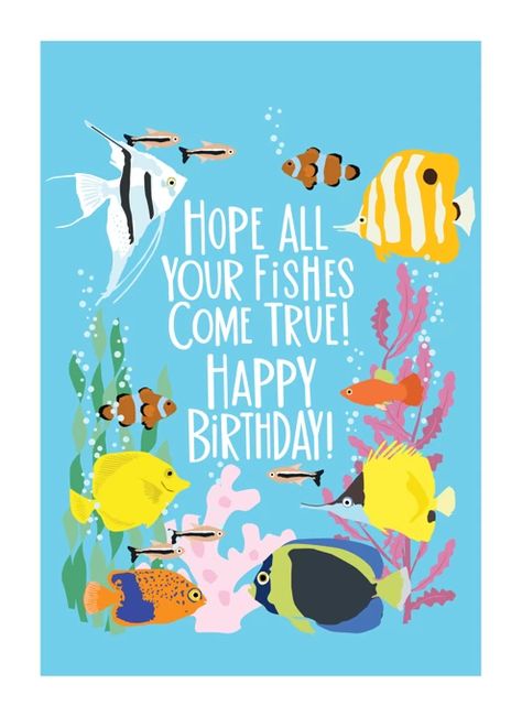 Happy Birthday Fish, Happy Birthday Fishing, Handmade Greeting Card Designs, Fishing Birthday, Wind Energy, Birthday Meme, Greeting Card Design, Make A Wish, Greeting Cards Handmade