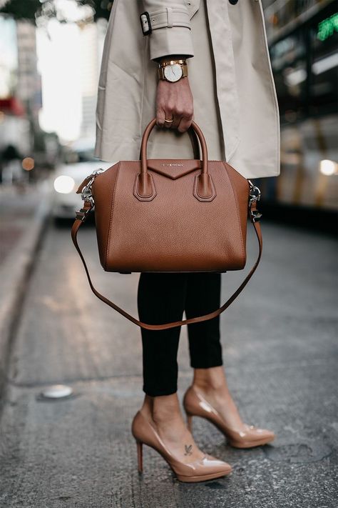 Givenchy Antigona Cognac Satchel #bags Givenchy Antigona, Trench Coat Outfit, Fashion Jackson, Classic Trench Coat, Nude Pumps, Lv Handbags, Trench Coat Black, Prada Handbags, Backpack Bag