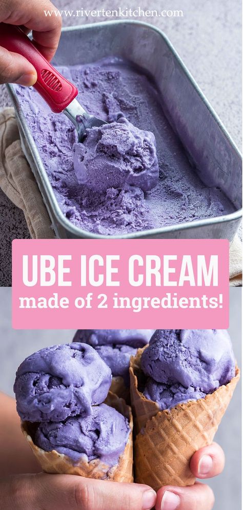 Filipino purple yam flavored ice cream Ube Donut Recipe, Ube Ice Cream, Ube Recipes, Coconut Milk Ice Cream, Homemade Donuts Recipe, Ice Cream Scooper, Ice Cream Tubs, Filipino Foods, Purple Yam