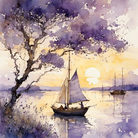 Basic Art Techniques, Boat Artwork, Pixel Art Landscape, Watercolor Scenery, Horse Oil Painting, Watercolor Art Landscape, Watercolor Paintings Nature, Watercolor Paintings For Beginners, Canvas Drawings