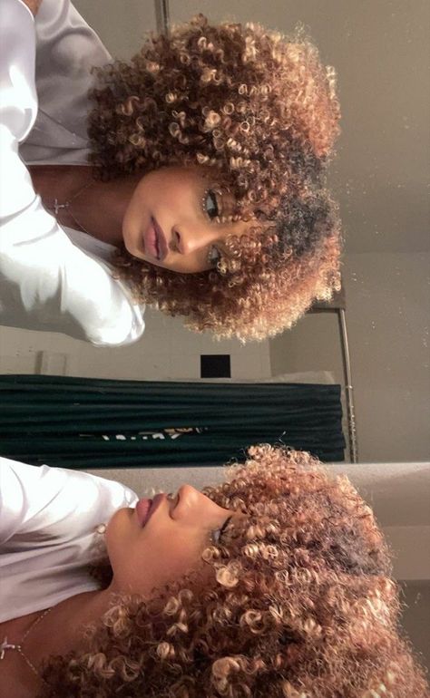 Curly Hair Cuts 4a, Light Brown Curly Hair Black Women, Curly Dyed Hair Natural Curls, Cabello Afro Natural, Dyed Curly Hair, Girl Hair Colors, Dyed Hair Inspiration, Colored Curly Hair, Dyed Natural Hair