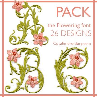 Cute Embroidery Designs, Embroidery Designs Cute, Free Machine Embroidery Designs Patterns, Letters Embroidery, Cute Alphabet, Font Packs, Flower Letters, Cute Embroidery, Designs Patterns