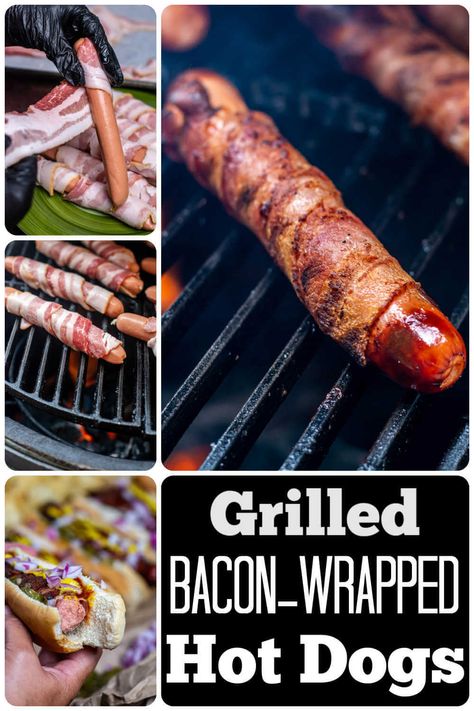 Bacon Wrapped Hot Dogs (Grilled, Oven, Air Fryer, Stove Top) Hot Dogs Grilled, Bacon Wrapped Hot Dog, How To Reheat Steak, Grilled Hot Dogs, Bacon Hot Dogs, Bacon Wrapped Hotdogs, Wrapped Hot Dogs, Steak Bites Recipe, Oven Air Fryer