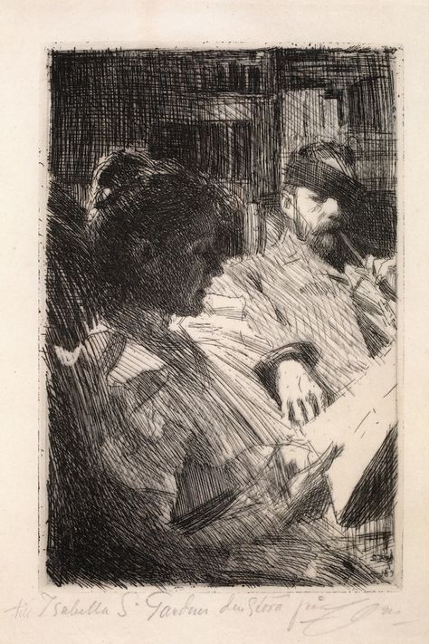 Anders Zorn - Etching Anders Zorn, Intaglio Printmaking, Isabella Stewart Gardner Museum, Isabella Stewart Gardner, Gardner Museum, Etching Prints, 인물 드로잉, Arte Sketchbook, Sketchbook Inspiration