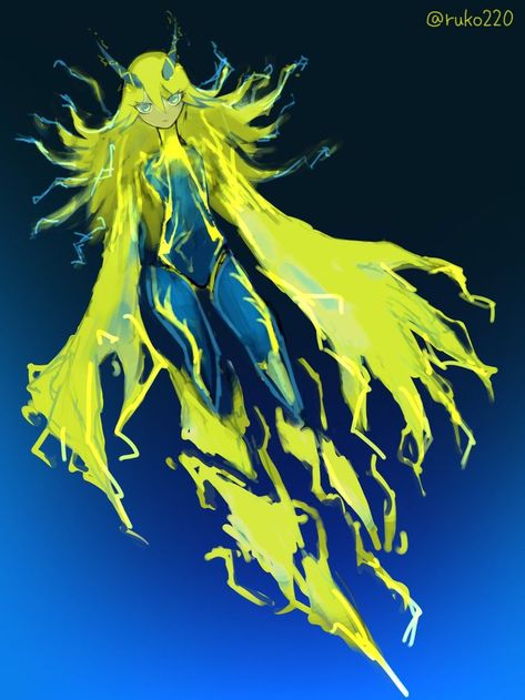 Electric Creature Concept Art, Electric Elemental, Lightning Oc, Lightning Monster, Stormbringer Cookie, Lightning Goddess, Lightning Spirit, Lightning Dragon, Earth Elemental