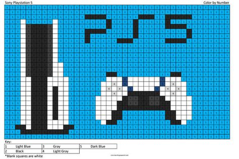 Sony Playstation 5 Coloring Page Playstation Cross Stitch, 2099 Spiderman, Modele Pixel Art, Nerd Crafts, Easy Pixel Art, Pixel Art Templates, Pixel Art Grid, Disney Colors, Pixel Pattern