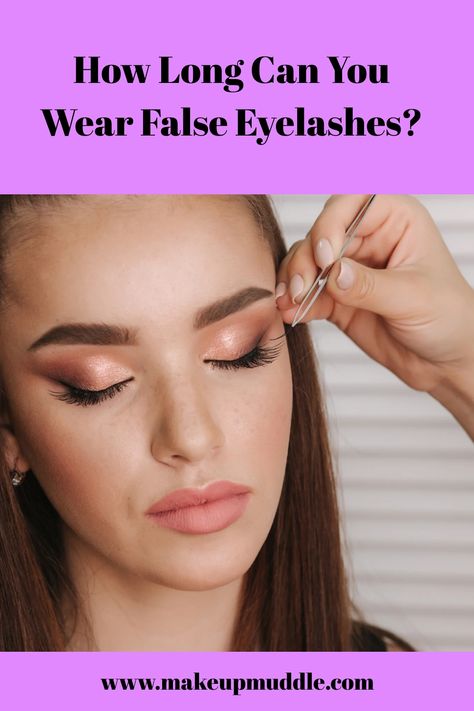 How Long Can You Wear False Eyelashes? Do you want to know how long you can wear a pair of false eyelashes, or individual eyelashes? Click here to find out! How To Make Your Eyelashes Stay Curled, How To Apply False Lashes, How To Apply False Eyelashes, Eyelashes Falling Out, False Eyelashes Tips, Fake Eyelashes Applying, Apply False Eyelashes, Pro Makeup Tips, Eyelash Application