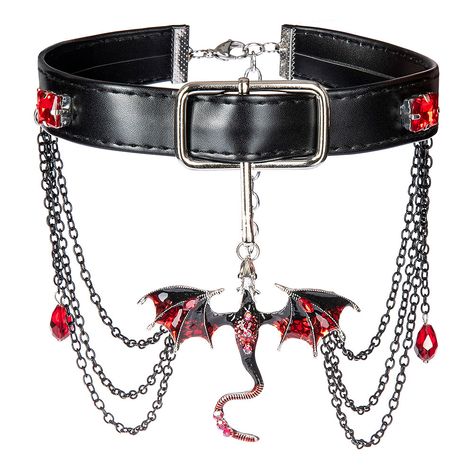 If you're looking for a gothic accessory then look no further than the Blue Banana Dragon Choker. Complete with red gems and chains. Red Accessories Aesthetic, Dragon Choker, Dragon Outfit, Pokémon Drawing, Aesthetic Lookbook, Dragon Accessories, Fantasy Accessories, Red Gems, Chelsea Shoes