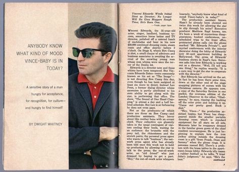 1964 Tv Article~Vince Edwards~Ben Casey~Hungry For Acceptance & Recognition Vince Edwards, Ben Casey, Participation Award, Stella Stevens, Tv Guide, Vintage Ephemera, Being A Landlord, Tv, For Sale