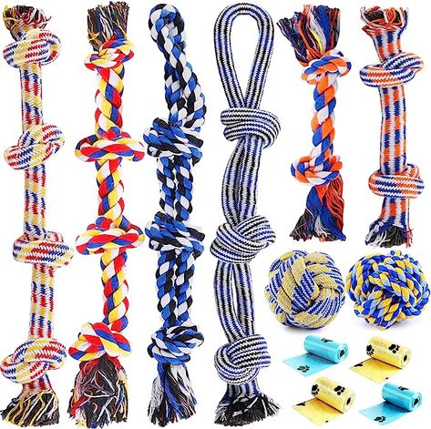 Pet Supplies : Large Dog Toys for Aggressive Chewers, 12 Pack Tough Dog Chew Toys for Large Dogs, Heavy Duty Tug of War Dog Toy, Indestructible Dog Rope Toy for Medium and Big Breed, 100% Cotton for Teeth Cleaning : Amazon.com Strong Dog Toys, Dog Rope Toy, Dog Toys For Aggressive Chewers, Dog Boredom, Durable Dog Toys, Kinds Of Dogs, Dog Chew, Dogs Pooping, Dog Teeth