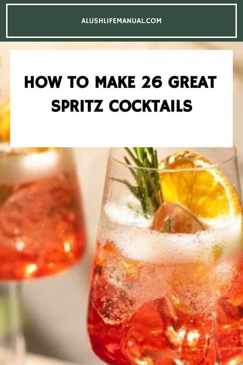 The Spritz is everywhere and there is a reason why! Spritzes, or as they were originally called Spritzers, are usually cool, fruity, and low alcohol Sprite Cocktails, Spritzer Cocktails, Spritz Cocktails, Easy Gin Cocktails, Rose Spritz, Bourbon Cocktail Recipe, Grapefruit Cocktail, Rum Cocktail Recipes, Gin Cocktail Recipes