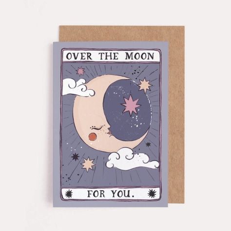 Card Over the Moon | collage Pregnancy Congratulations Card, Smiling Moon, Moon Card, Pregnancy Congratulations, Skate Birthday, Baby Congratulations Card, New Job Card, New Babies, Congratulations Baby