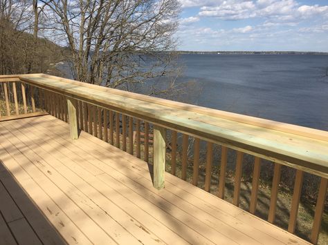 Here's a simple little bar we added onto an existing deck railing. Deck Balusters, Deck Bar, Bar Rail, Deck Railing, Deck Railings, Bar Top, Diy Valentines Gifts, Valentines Diy, Railing