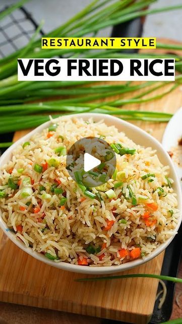 Vismai Food on Instagram: "Restaurant Style Veg Fried Rice!!!  Hello Foodies!!! Did you know making restaurant style Veg Fried Rice is so easy which can be made in minutes at home? To achieve the best just follow the tips and measurements!!!   Ingredients:  1 cup (185gms) Basmati Cooked Oil- 3 tbsp 3 tbsp Carrot choppings 3 tbsp French beans choppings 1 tsp Aromat Powder/Ajinomoto 1 tsp White Pepper Powder 1 tsp Black Pepper Powder 1/2 tsp Sugar Salt 1 tsp Vinegar 1 tsp Light Soya Sauce Small fist Spring Onion choppings  Method: Heat the oil on High Flame Toss Carrots and Beans only on high flame for 2 mins Add the cooked rice and the remaining ingredients and toss well on High Flame #vegfriedrice #rice #vegfriedricerecipe #restaurantstylevegfriedrice #ricerecipes #vismaifoodvegfriedrice # Freid Rice, Veg Fried Rice Recipe Indian, Rice Recipes Vegetarian, Veggie Fried Rice Recipe, Restaurant Style Fried Rice, Fried Rice Recipe Indian, Veg Fried Rice Recipe, Veg Fried Rice, Variety Rice