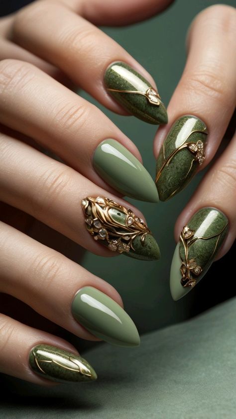 #fallnails #autumnnails #nailart #naildesigns #nailinspiration #nailsofinstagram #nailsoftheday #nailswag #nailgoals #nailtrends #nailfashion #nailaddict #naillove #nailstagram #nailspiration #nailsonfleek #nailstyle #nailpolish #nailobsessed #nailcommunity #nailjunkie #nailenvy #nailgamestrong #nailsonpoint #nailsofig #nailsoftheweek #nailsofthefall #nailsofautumn #nailsofseason #nailsoftheholidays #nailsofthedayfall Green And Gold Witchy Nails, Green Witch Nails, Celtic Nails, Witches Brunch, Bow Nail Designs, Fall Nail Ideas, Witch Nails, Halloween Beauty, Fall Nail Trends