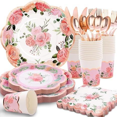 Amazon.com: 175PCS Floral Party Supplies, Floral Paper Plates Serves 25 Guest, Floral Plates and Napkins Sets for Bridal Shower, Baby Shower, Wedding, Birthday, Tea Party Decorations : Health & Household Floral Paper Plates, Floral Party Decorations, Birthday Tea Party, Tea Party Decorations, Floral Paper, Floral Plates, Floral Party, Disposable Plates, Shower Baby