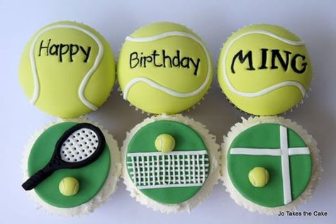 tennis Tennis Cake Topper Printable, Tennis Theme Cupcakes, Tennis Theme Cookies, Cake Tennis Birthday, Table Tennis Cake Design, Sport Cupcakes, Take The Cake, Tennis Ball, Tennis