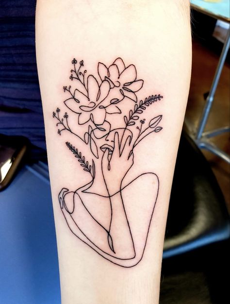 Self Growth Flower Tattoo, Woman Made Of Flowers Tattoo, Small Tattoos Growth, Growing Mind Tattoo, Growth Tatoos Tattoo Ideas, Grow Tattoo Ideas, Tattoos For Personal Growth, Personal Growth Tattoos For Women, Still Growing Tattoo Ideas