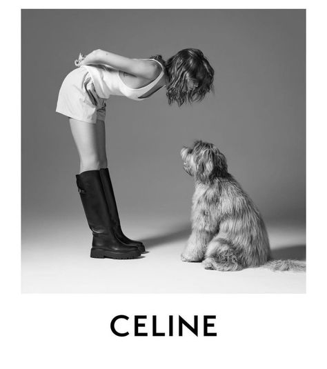 Celine Campaign, Dog Photoshoot, Super Rich Kids, Dog Poster, Kaia Gerber, Black And White Portraits, White Dogs, Dog Photography, Dog Life