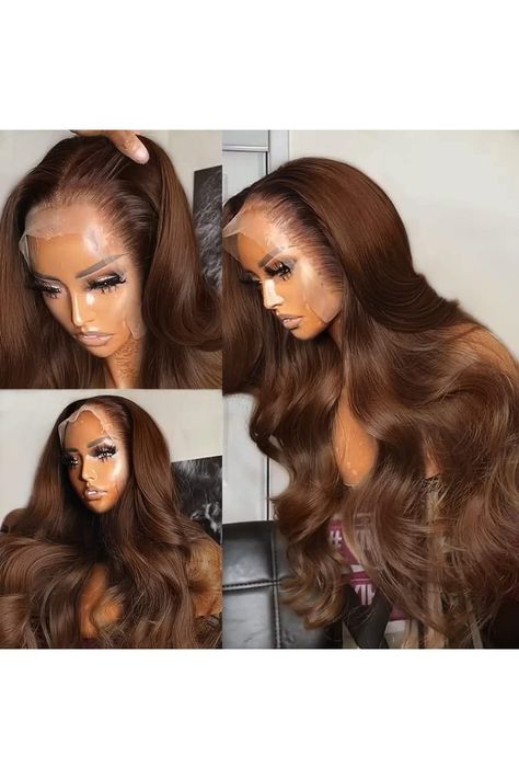 200 Density 13x6 Auburn Brown Body Wave Lace Front Wigs HD Transparent Lace Front Wig Human Hair with Baby Hair Chestnut Brown Colored Human Hair Wigs For Women Brazilain Virgin Glueless Wigs Human Hair pre plucked Full And Thick £¨ 32 Inch ,13x6 Brown lace front wig£© Light Auburn Brown, Colored Human Hair Wigs, Grey Hair Extensions, Beauty Station, Blessed Wednesday, Auburn Brown, Light Auburn, Girl Braids, Hair Weaves