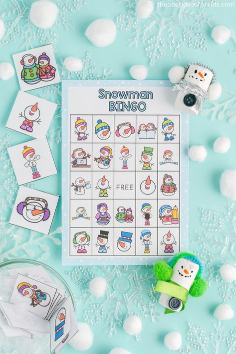 snowman bingo printable for kids Snowman Bingo Free Printable, Snowman Bingo, Winter Bingo, Bingo Free Printable, Class Christmas Party, Easter Bingo, Free Printable Bingo Cards, Snowman Theme, Snowmen Activities