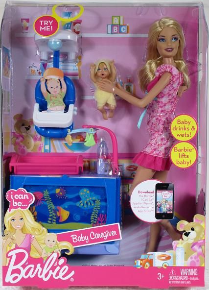 2011 Barbie I Can Be A Baby Caregiver Doll & Playset Barbie Babysitter, Barbie I Can Be, Barbie Bebe, Barbie Happy Family, Barbie Playsets, Accessoires Barbie, Baby Barbie, Barbie Doll Set, Barbie Sets