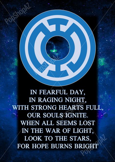 this blue lantern oath is inspired by green lantern corps 5x7 in self standing frame or ready to hang.  Designed from the imagination of our very own Dan Autumn.  See all our green lantern inspired items on our popshopaz etsy shop! Lantern Oath, Lantern Corps Oaths, Blue Lantern Corps, Green Lantern Ring, Lantern Rings, Fin Fun Mermaid Tails, Fin Fun Mermaid, Fin Fun, Lantern Art